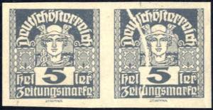 1920, 5 Heller Zeitungsmarke im Paar mit ... 
