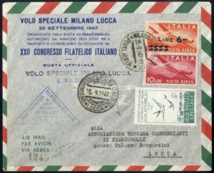 1947, Volo straordinario Milano - Lucca, ... 