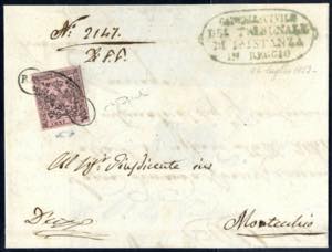 1853, lettera raccomandata da Reggio del ... 