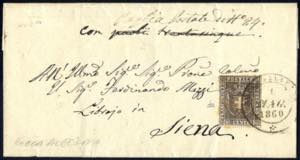 1860, lettera da Rocca Albegna (doppio ... 