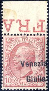 1918/19, Venezia Giulia,10 Cent. rosa con ... 