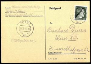 1945, Aufbrauch-Feldpostkarte frankiert mit ... 