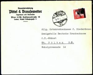 1945, Brief frankiert mit I. Wiener ... 