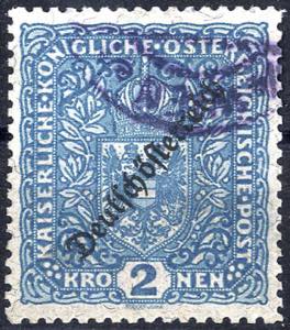 1919, 2 Kronen grünlichblau mit LZ 11½, ... 