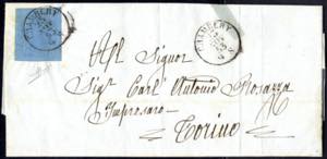 1853, 20 Cent. azzurro su lettera da ... 