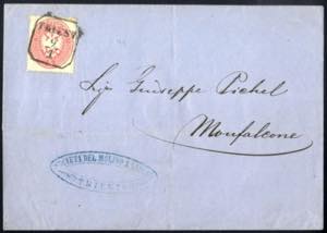 Triest 1863, 5 Kreuzer Brief aus Triest ... 