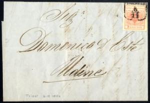Triest 1850, 3 Kreuzer Brief aus Triest ... 