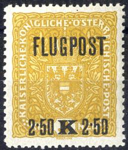 1918, Flugpost, 2,50 Kr. auf 3 Kr. olivgelb, ... 