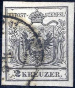 1850, 2 Kreuzer in Type Ia schwarz, ... 