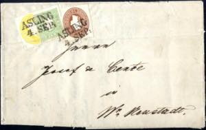 1860, 15 Kreuzer Brief mit Mischfrankatur 3 ... 