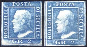 1859, 2 valori 2 gr. azzurro carta di ... 