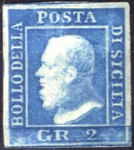 1859, 2 gr. azzurro III tavola, linguellato, ... 