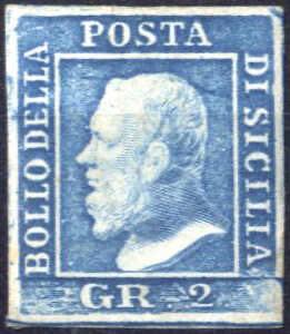 1859, 2 gr. azzurro carta di Palermo, nuovo ... 