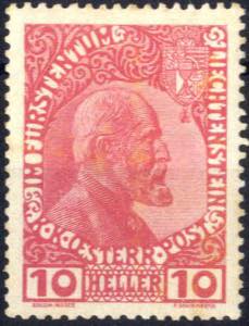 1912, Fürst Johann II, 10 H karmin ... 