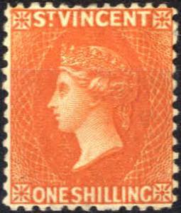 1882/92, Königin Viktoria, 1 Sh orange Wz. ... 