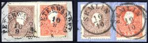 1859, 2 Briefstücke von Orten an der ... 