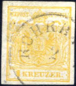 1850, 1 Kreuzer goldgelb Type Ib auf ... 