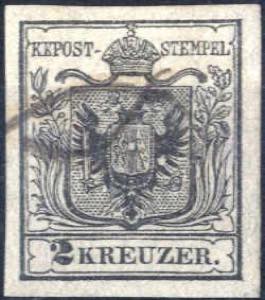 1850, 2 Kreuzer schwarz in Type Ia auf ... 