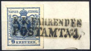 K.K Fahrendes / Postamt N°1, Briefstück ... 