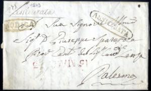 1843, lettera assicurata da Modica due ... 