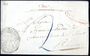 1855, lettera da Villafrati bollo ovale ... 