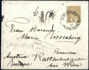 1901, eingeschriebener Brief aus Colombo am ... 