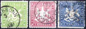 1865, Wappen, 1 Kr, 3 Kr und 6 Kr, ... 