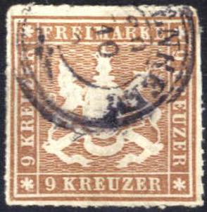 1865, Wappen 9 Kr braun, gestempelt, ... 