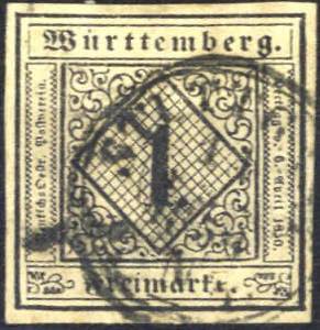 1851, Ziffer, 1 Kr schwarz auf gelbweiß, ... 