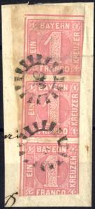1850, Wertziffer, 1 Kr rosa, senkrechter ... 