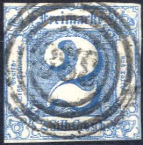 1862/64, Ziffer ungezähnt, 2 Sgr blau, ... 