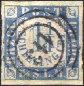 1864, Eichenlaubkranz, 1¼ S grauultramarin ... 