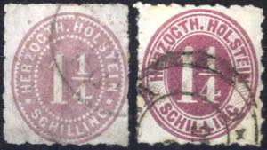1865/66, Ziffer im Oval, 1¼ S braunpurpur ... 