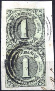 1852/58, Ziffer ungezähnt schwarz auf ... 