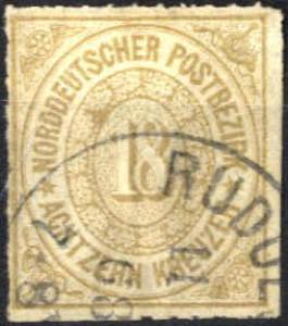 1868, Freimarken, 18 Kr olivbraun der ... 