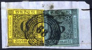 1853/58, Ziffer im Kreis, Briefstück mit 6 ... 