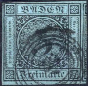 1858, Ziffer im Kreis, 3 Kr schwarz auf ... 