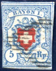 1851, Rayon I hellblau, 5 Rp ohne ... 