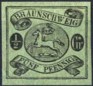 1861, 1/2 Gr. schwarz auf lebhaftgraugrün ... 