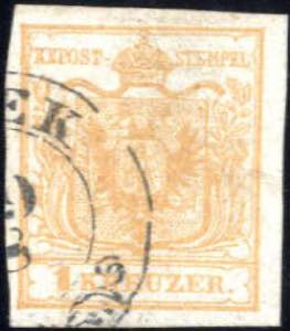 1850, 1 Kreuzer braunorange in Type Ia auf ... 