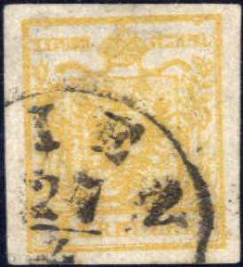 1850, 1 Kreuzer gelbocker in Type III auf ... 