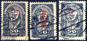 Graz 1921, die beiden gestempelten 50 Heller ... 