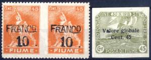 1919-20, FRANCO 10 su 45 c. arancio, carta ... 