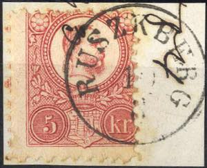 Ruszkberg, Briefstück mit 5 Kr. Franz ... 