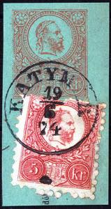 Katymar, Briefstück einer 5 Kr. Ganzsache ... 