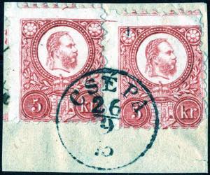 Csepa, Briefstück mit zwei 5 Kr. Franz ... 