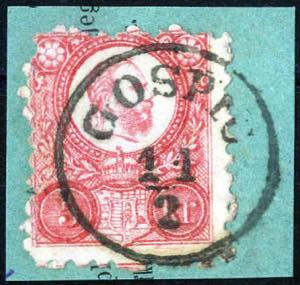 Gospic, Briefstück mit 5 Kr. Franz Josef, ... 