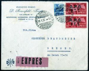 1950, lettera espresso da Trieste il 28.1 ... 