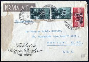 1948, lettera aerea da Trieste il 29.1 per ... 
