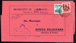 1945, Stampato Comunale da Merano il 18.8 ... 